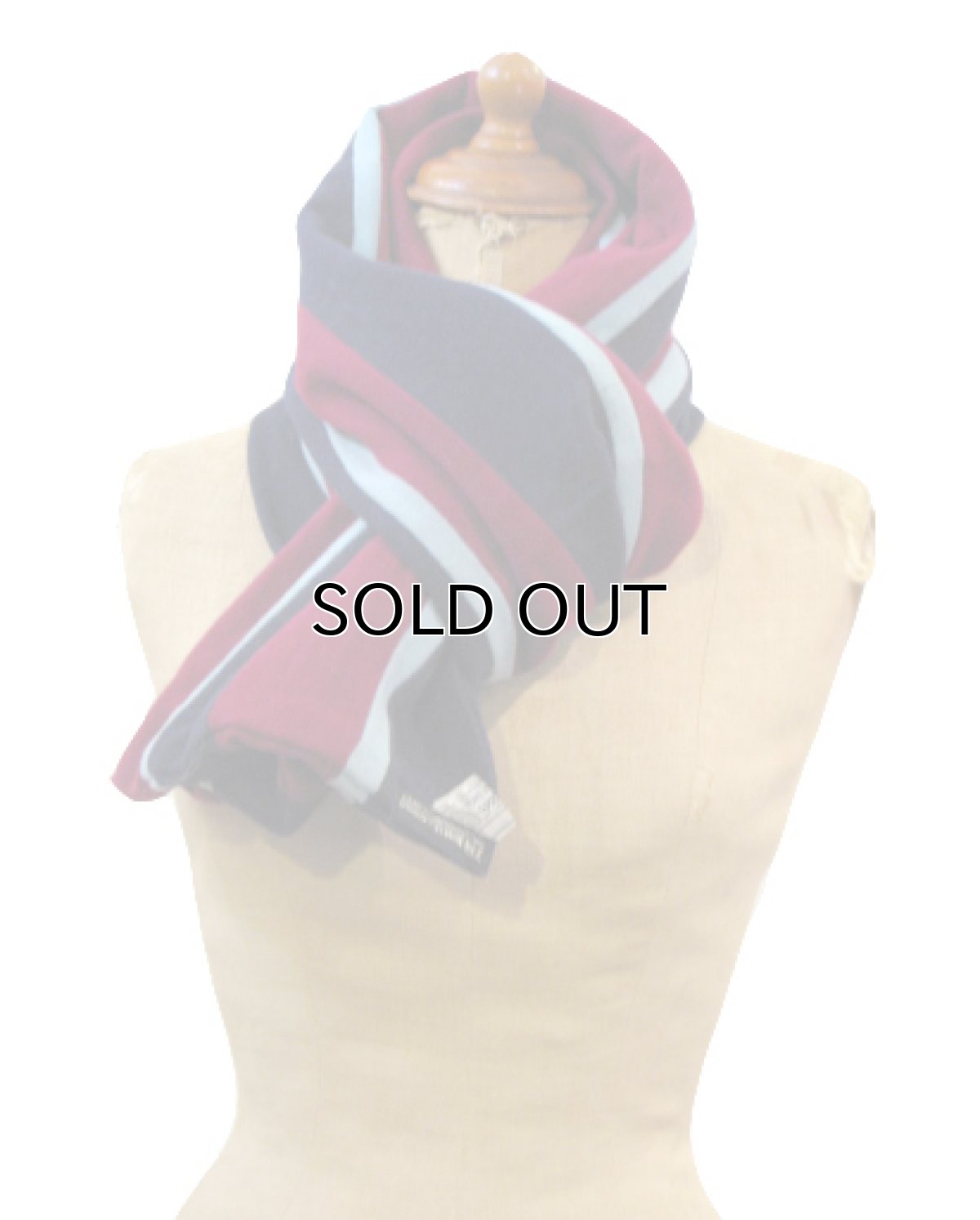 画像2: 1960's "T.M,Lewis & Sons" England School Muffler　Burgundy / Navy　161cm x 26.5cm  (2)