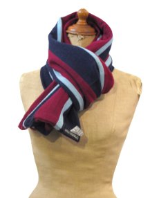 画像2: 1960's "T.M,Lewis & Sons" England School Muffler　Burgundy / Navy　161cm x 26.5cm  (2)