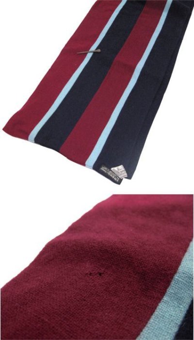 画像1: 1960's "T.M,Lewis & Sons" England School Muffler　Burgundy / Navy　161cm x 26.5cm 