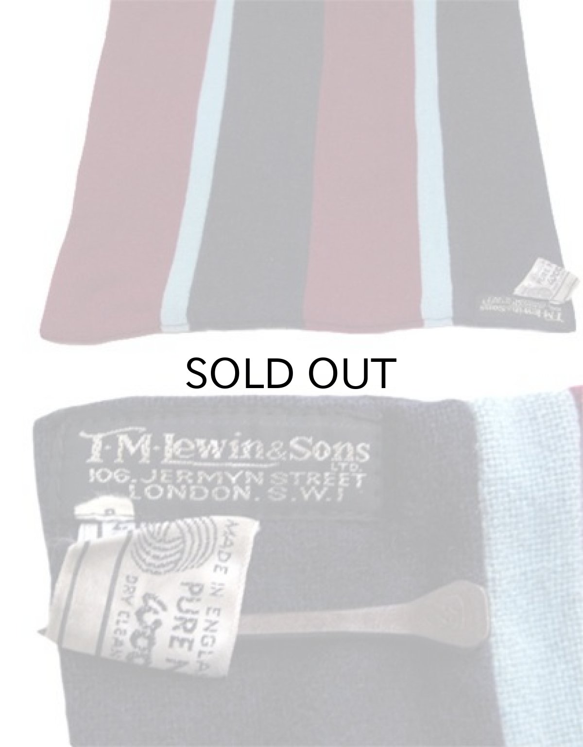 画像4: 1960's "T.M,Lewis & Sons" England School Muffler　Burgundy / Navy　161cm x 26.5cm  (4)