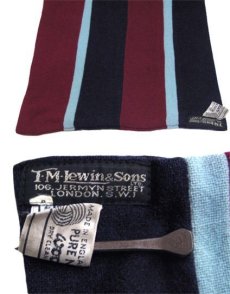 画像4: 1960's "T.M,Lewis & Sons" England School Muffler　Burgundy / Navy　161cm x 26.5cm  (4)