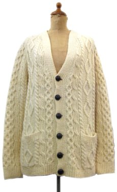 画像1: OLD Europe Fisherman's Sweater (Cardigan)　NATUTAL　size M (表記 無し) (1)