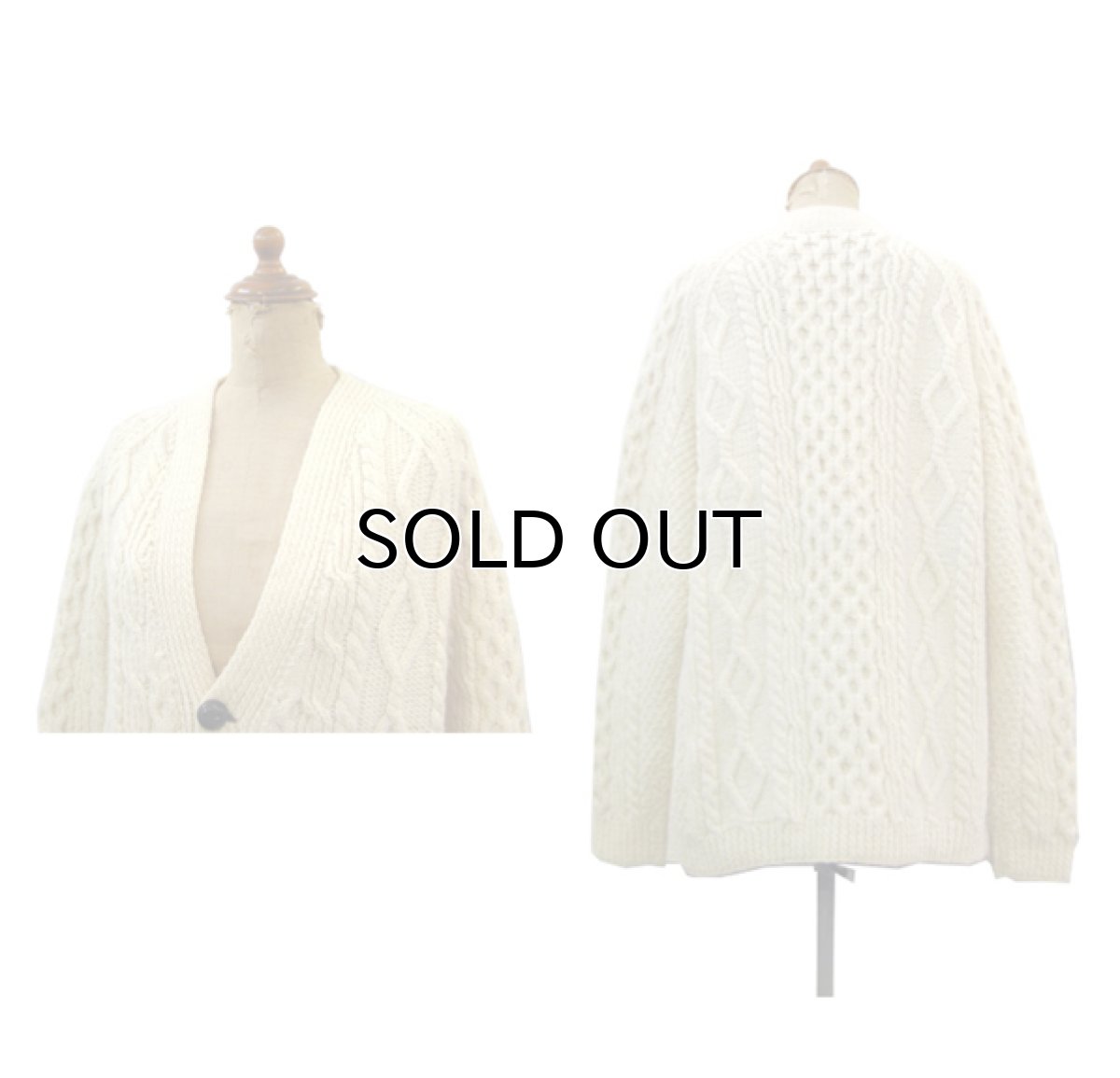 画像2: OLD Europe Fisherman's Sweater (Cardigan)　NATUTAL　size M (表記 無し) (2)