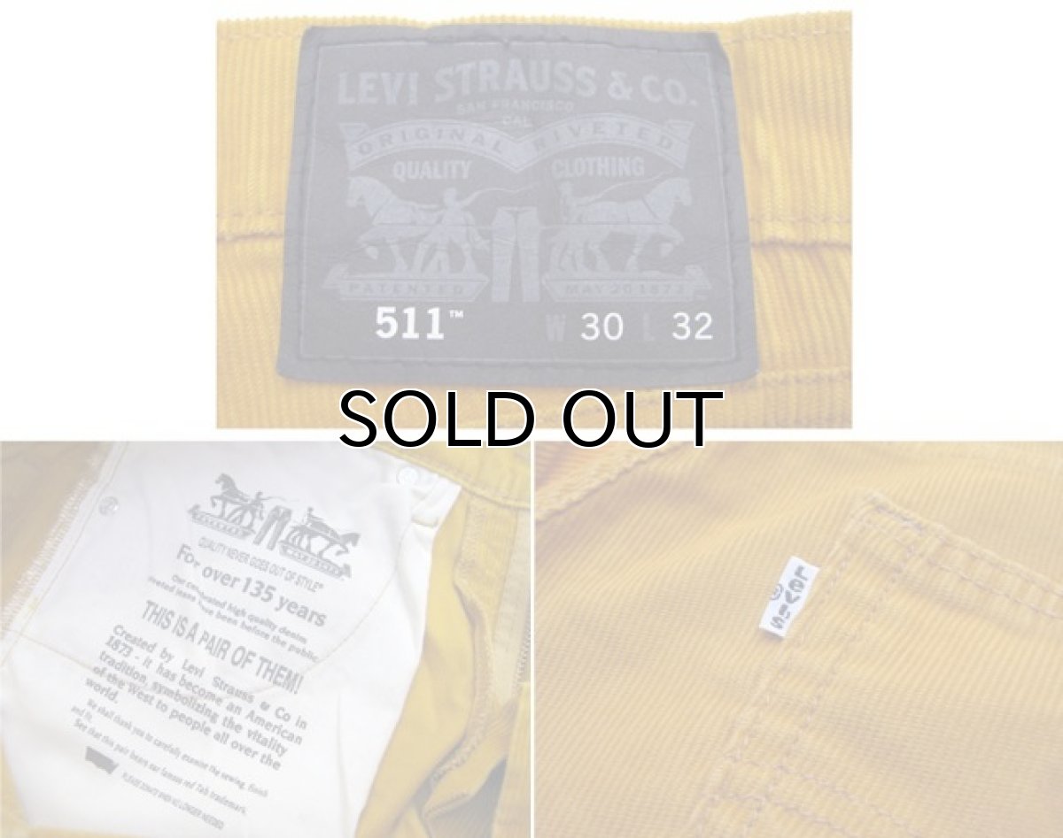 画像4: Levi's 511 Corduroy Skinny Pants　Mustard　size w 31 inch (表記 w30 L32) (4)