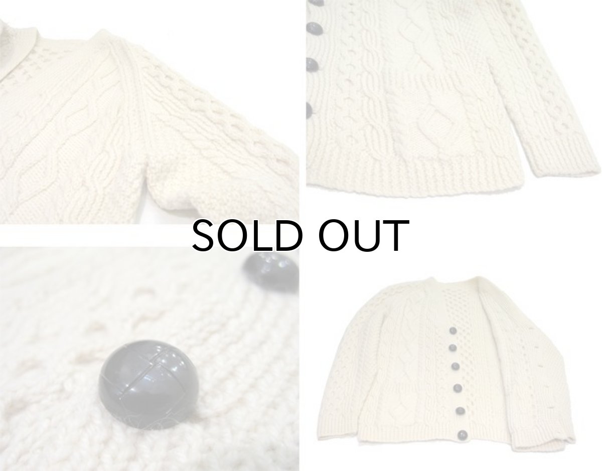 画像3: OLD Europe Fisherman's Sweater (Cardigan)　NATUTAL　size M (表記 無し) (3)