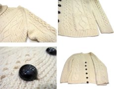 画像3: OLD Europe Fisherman's Sweater (Cardigan)　NATUTAL　size M (表記 無し) (3)