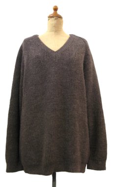 画像1: "Mr. Johnmax" V-neck Pullover Sweater　BROWN　size M - L (表記 なし) (1)