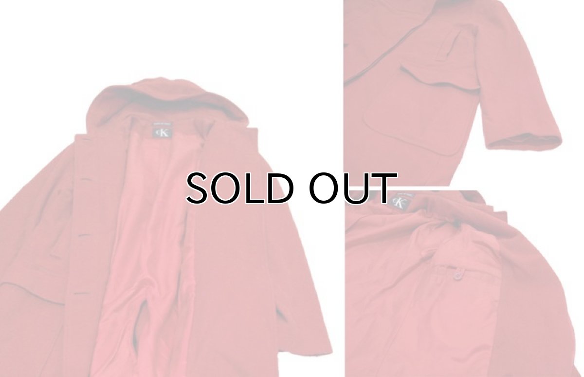 画像5: "Calvin Klein" Hooded Melton Wool Coat made in ITALY RED size S - M (表記 不明) (5)