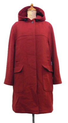 画像1: "Calvin Klein" Hooded Melton Wool Coat made in ITALY　RED　size S - M (表記 不明) (1)