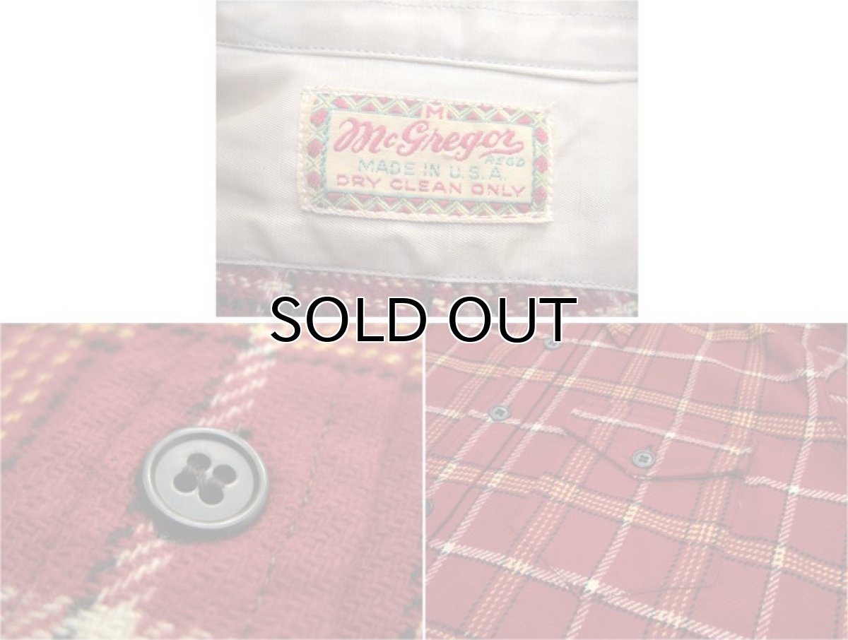 画像5: 1940-50's "McGREGOR"  L/S Woo Shirts RED size M - L (表記 M) (5)