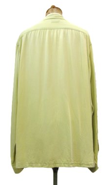 画像2: 1940-50's "Lodon Shop" Design Pocket L/S Rayon Shirts　GREEN　size M - L (表記 不明) (2)