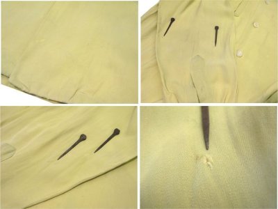 画像3: 1940-50's "Lodon Shop" Design Pocket L/S Rayon Shirts　GREEN　size M - L (表記 不明)