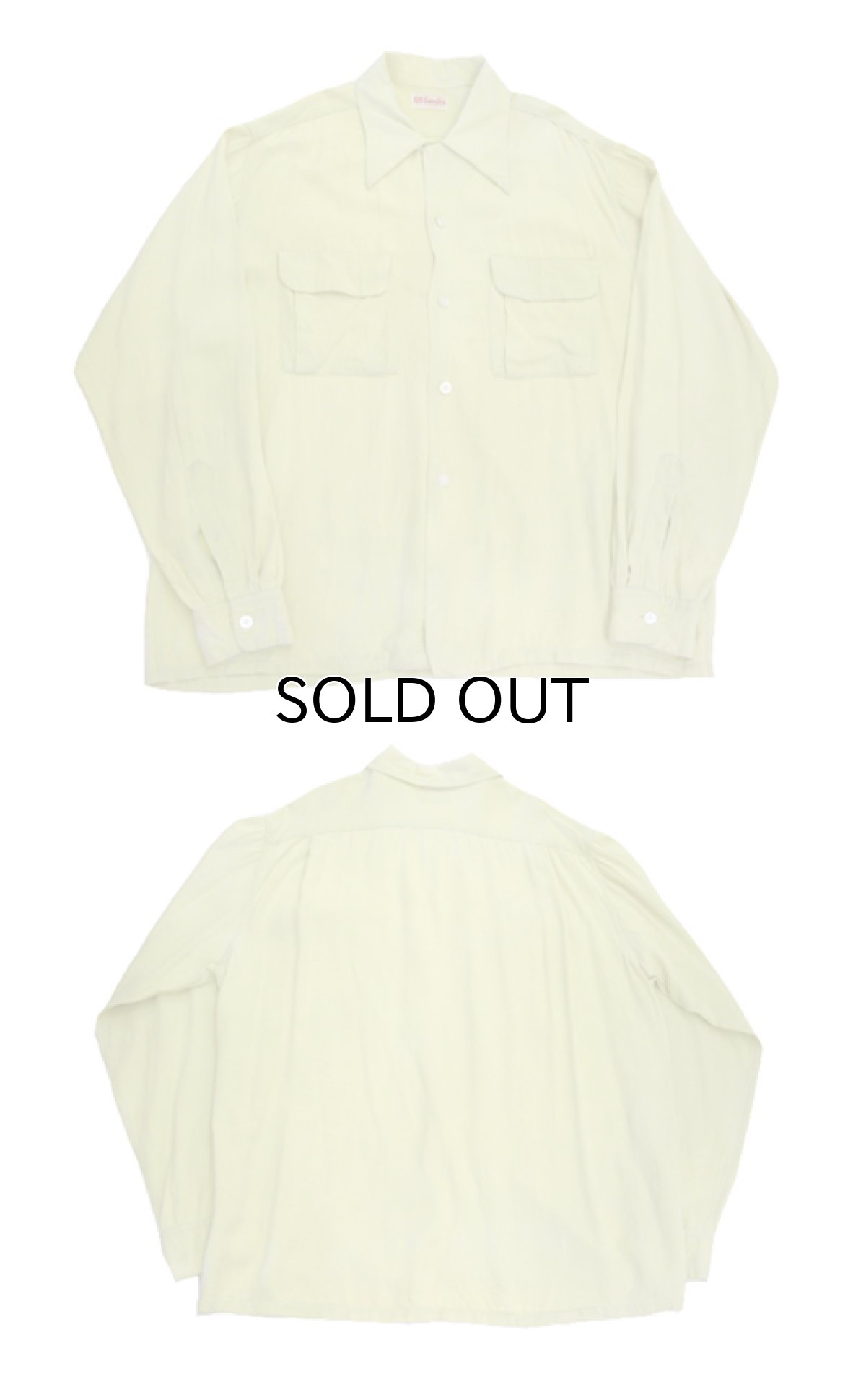 画像4: 1940-50's "Lodon Shop" Design Pocket L/S Rayon Shirts　GREEN　size M - L (表記 不明) (4)