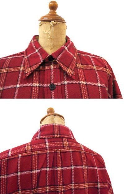 画像1: 1940-50's "McGREGOR"  L/S Woo Shirts　RED　size M - L (表記 M)