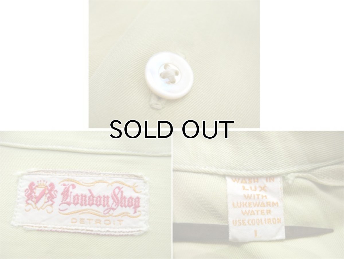画像5: 1940-50's "Lodon Shop" Design Pocket L/S Rayon Shirts　GREEN　size M - L (表記 不明) (5)