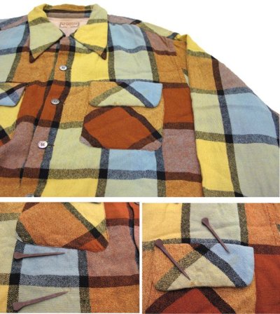 画像1: ~1960's "McGREGOR"  L/S Wool Box Shirts　YELLOW　size L (表記 L)