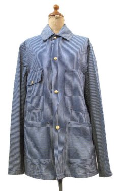 画像1: 1960-70's "Carter's" Hickory Stripe Worker Coverall　Navy / White　size S (表記 なし) (1)