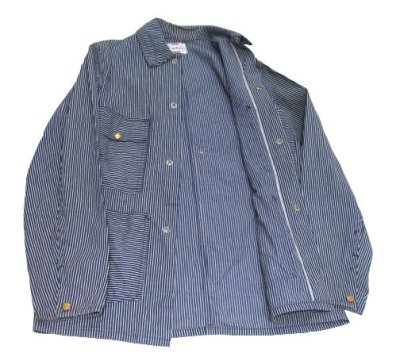 画像1: 1960-70's "Carter's" Hickory Stripe Worker Coverall　Navy / White　size S (表記 なし)