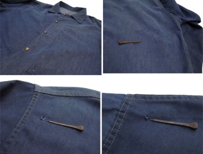 画像2: 1960's VAT DYE Denim 2 Tone Color Worker Jacket　BLUE　size XL (表記 なし)
