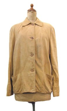 画像1: 1940-50's~ "Hatties" Suede Leather Button Jacket　BEIGE　size S (表記 不明) (1)
