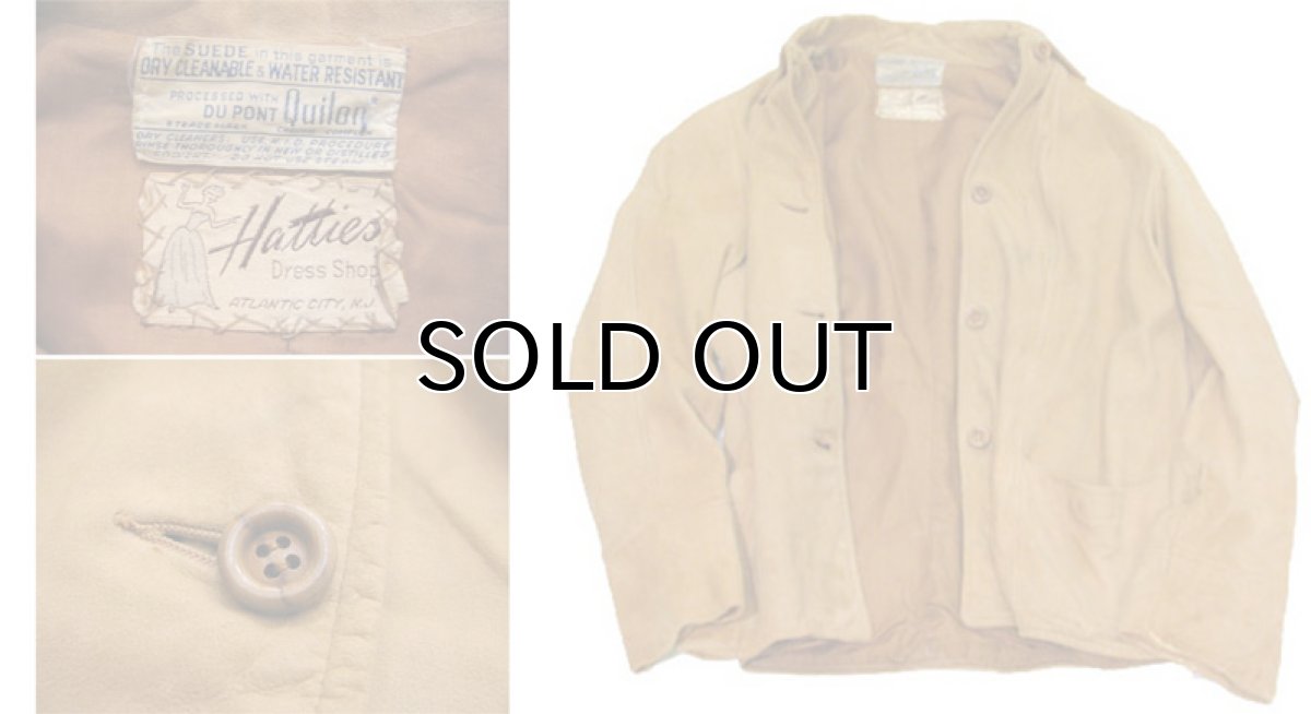 画像4: 1940-50's~ "Hatties" Suede Leather Button Jacket BEIGE size S (表記 不明) (4)