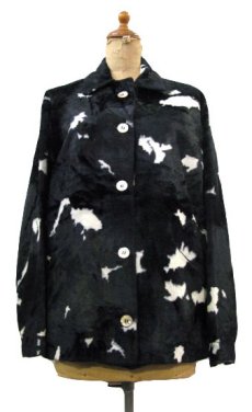 画像1: 1970's Cow Spot Pattern Box Blouson　Black / White　size S - M (表記 不明) (1)