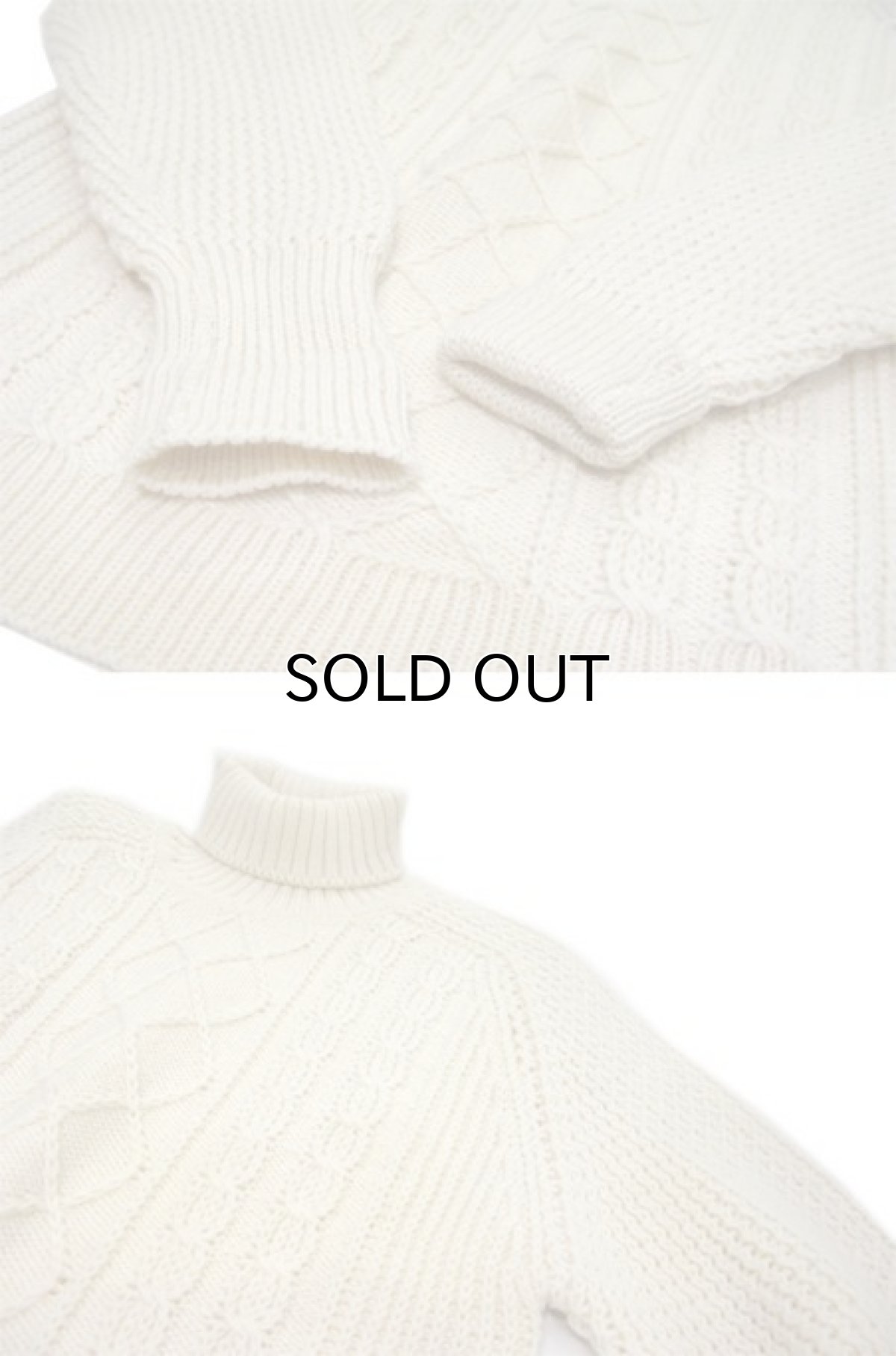 画像4: "St Michael" Turtle Neck Cable Wool Sweater NATURAL size M - L (表記 40) (4)