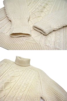 画像4: "St Michael" Turtle Neck Cable Wool Sweater　NATURAL　size M - L (表記 40) (4)