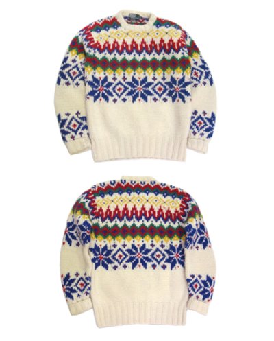画像1: 1980's Polo by Ralph Lauren "HAND KNIT" Nordic Sweater　NATURAL　size S (表記 16)