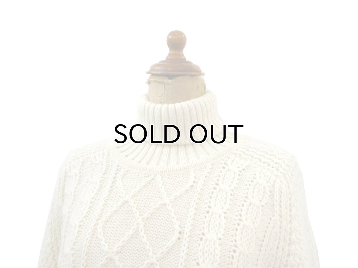 画像2: "St Michael" Turtle Neck Cable Wool Sweater NATURAL size M - L (表記 40) (2)