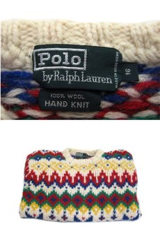 画像2: 1980's Polo by Ralph Lauren "HAND KNIT" Nordic Sweater　NATURAL　size S (表記 16) (2)