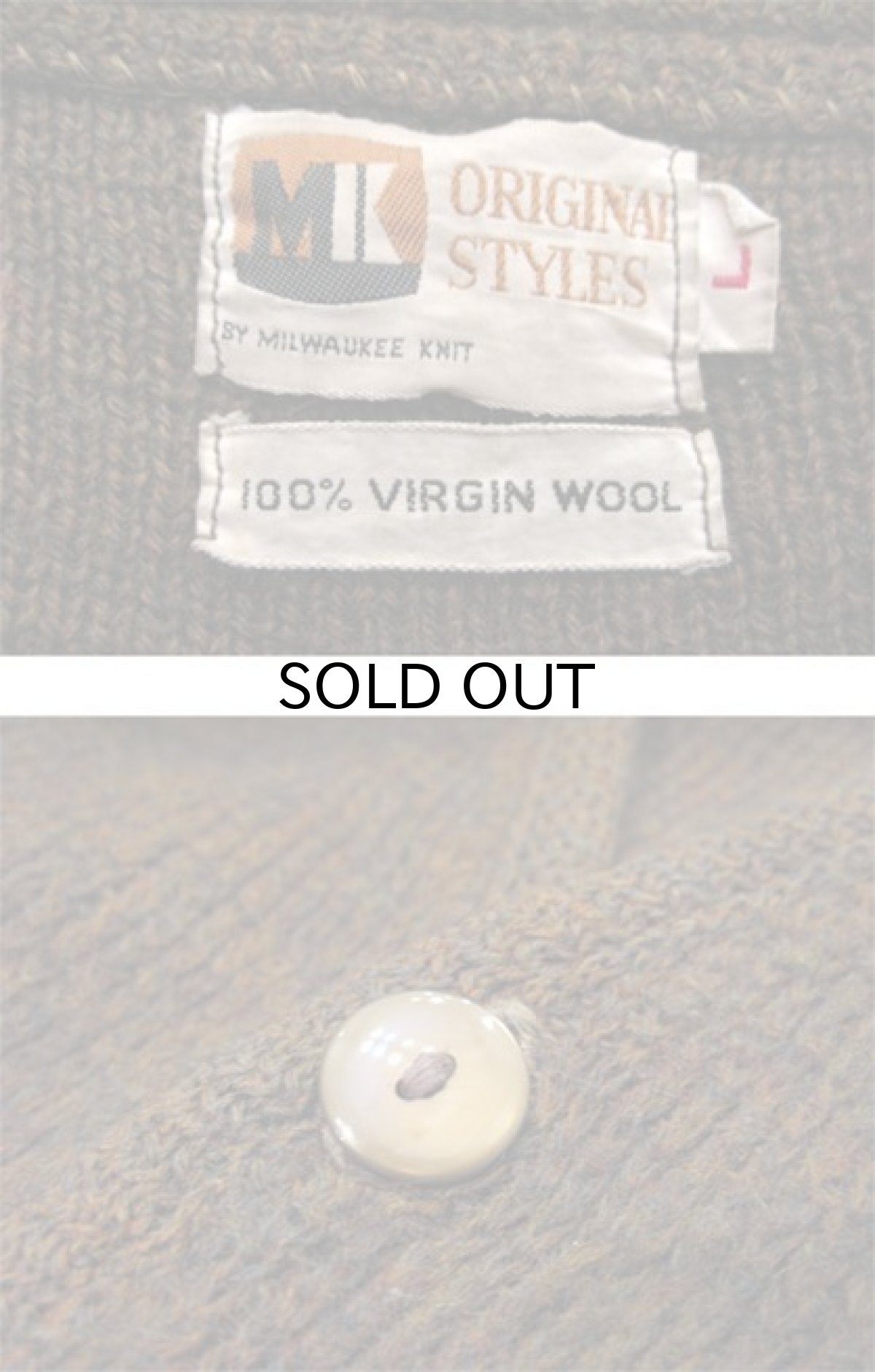 画像3: 1960's "Original Style" Wool Cardigan BROWN size M - L (表記 L) (3)