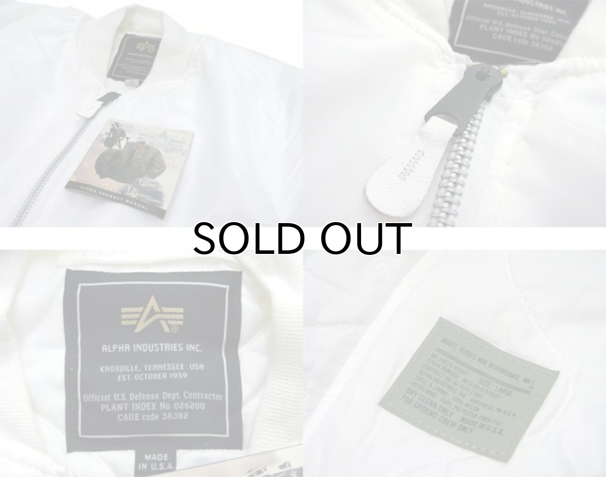 画像4: "ALPHA INDUSTRIES" MA-1 Grand Crew Jacket Dead Stock -made in USA- WHITE size L  /  XL (4)