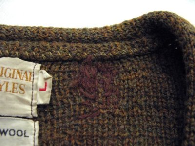 画像1: 1960's "Original Style" Wool Cardigan　BROWN　size M - L (表記 L)