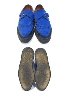 画像2: "GEORGE COX" V-Sole Monk Strap Leather Shoes -made in ENGLAND-　BLUE　size UK 9 (28 cm) (2)