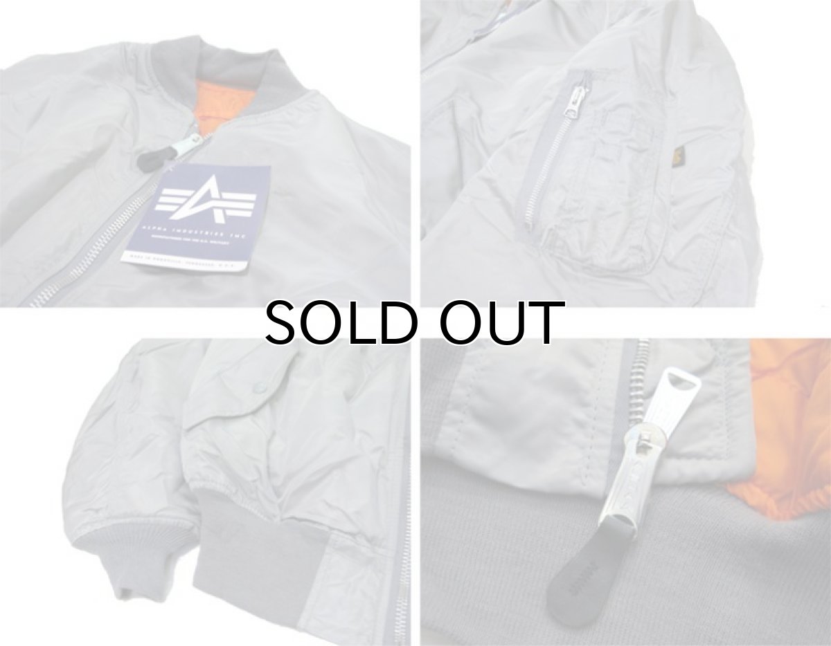 画像4: "ALPHA INDUSTRIES" MA-1 Flight Jacket Dead Stock -made in USA-　Silver Grey　size Small (4)