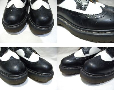 画像2:  Dr.Martins Wing Tip Leather Shoes made in England　Black / White　size UK 8 (27 cm)