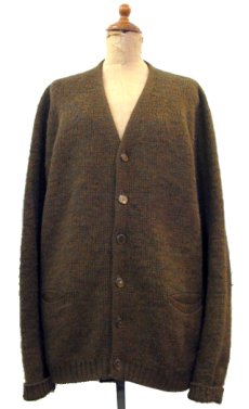 画像1: 1960's "Original Style" Wool Cardigan　BROWN　size M - L (表記 L) (1)