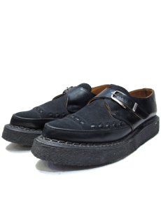 画像1: "GEORGE COX" V-Sole Monk Strap Leather Shoes -made in ENGLAND-　BLACK　size UK 9 (28 cm) (1)