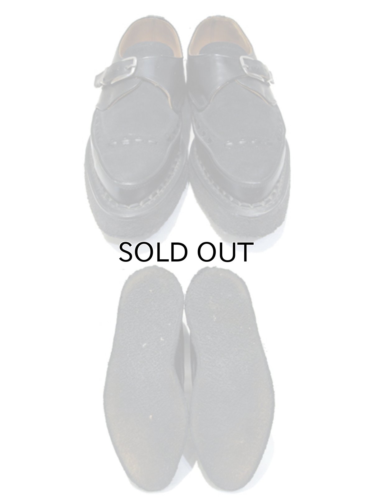 画像3: "GEORGE COX" V-Sole Monk Strap Leather Shoes -made in ENGLAND-　BLACK　size UK 9 (28 cm) (3)