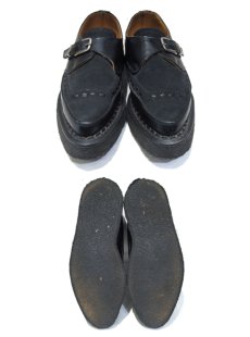 画像3: "GEORGE COX" V-Sole Monk Strap Leather Shoes -made in ENGLAND-　BLACK　size UK 9 (28 cm) (3)