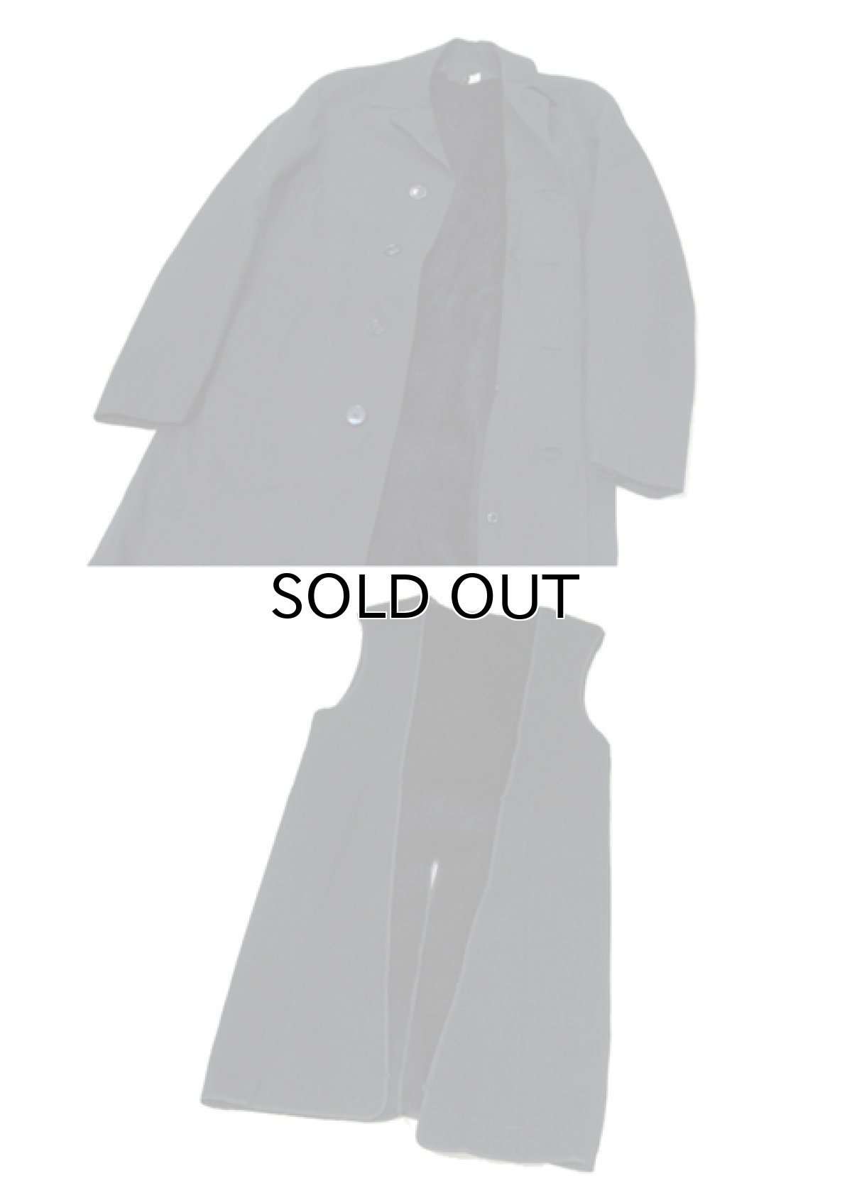 画像3: 1970-80's French Military All Wool Single Trench Coat Dead Stock　NAVY　size 80 / 84 (3)