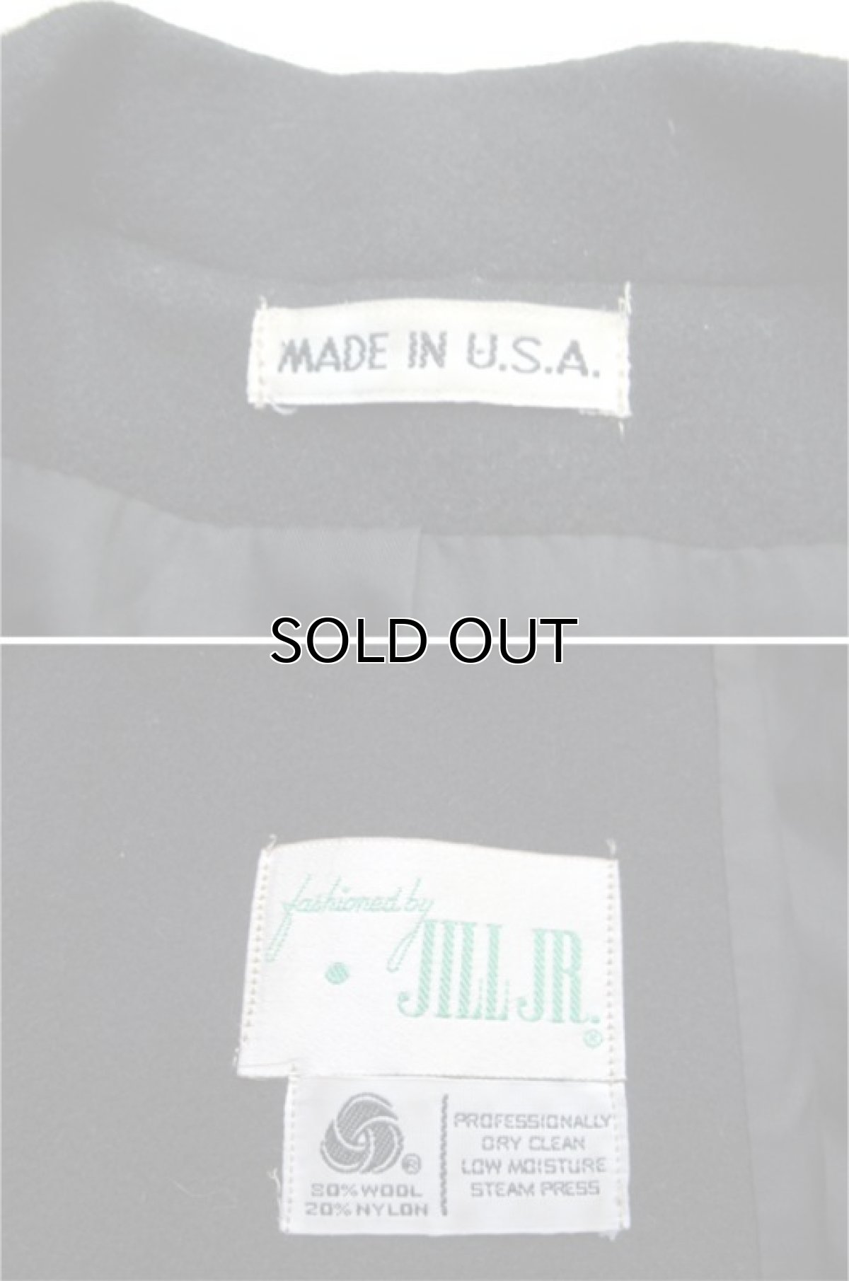 画像3: 1980's "Jill Jr." Melton Wool Double Breast Long Coat -made in USA- BLACK size M (表記 不明) (3)