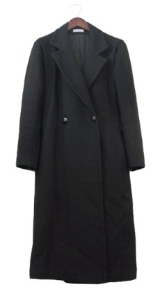 画像1: 1980's "Jill Jr." Melton Wool Double Breast Long Coat -made in USA-　BLACK　size M (表記 不明) (1)