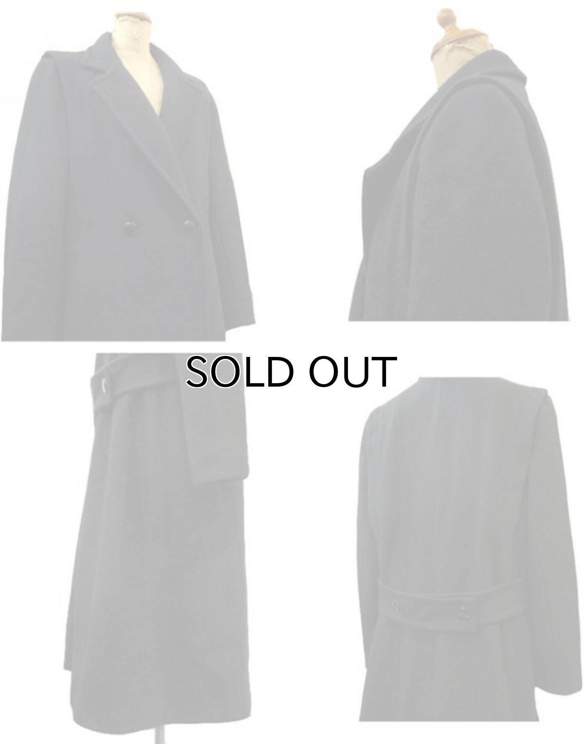 画像4: 1980's "Jill Jr." Melton Wool Double Breast Long Coat -made in USA- BLACK size M (表記 不明) (4)