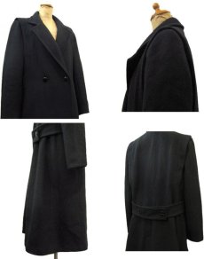 画像4: 1980's "Jill Jr." Melton Wool Double Breast Long Coat -made in USA-　BLACK　size M (表記 不明) (4)