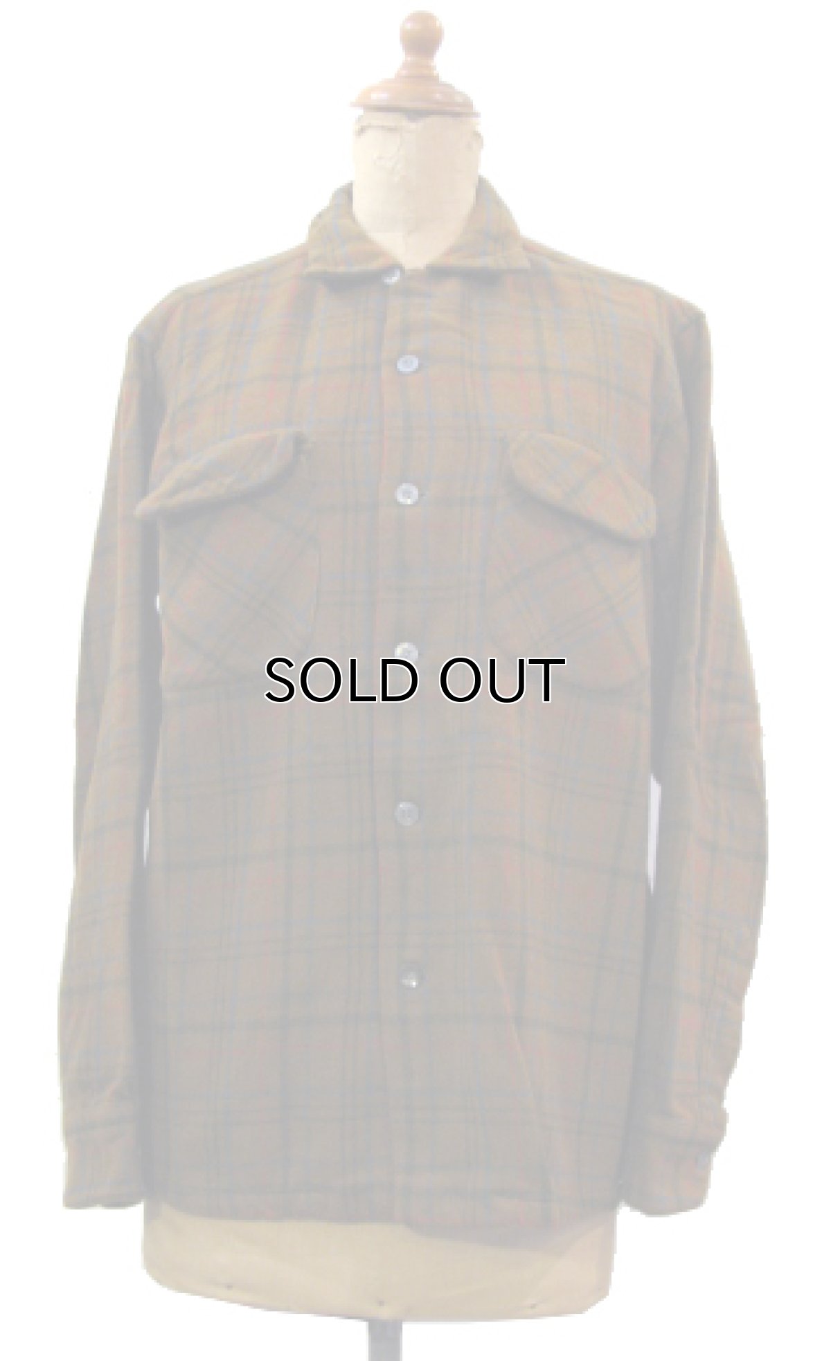 画像1: 1960's "Pendleton" L/S Wool BOX Shirts　BROWN　size S - M (表記 M) (1)