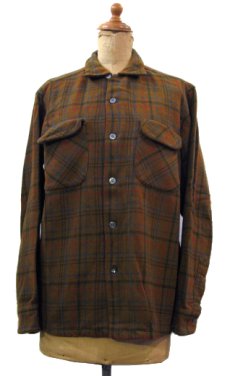 画像1: 1960's "Pendleton" L/S Wool BOX Shirts　BROWN　size S - M (表記 M) (1)
