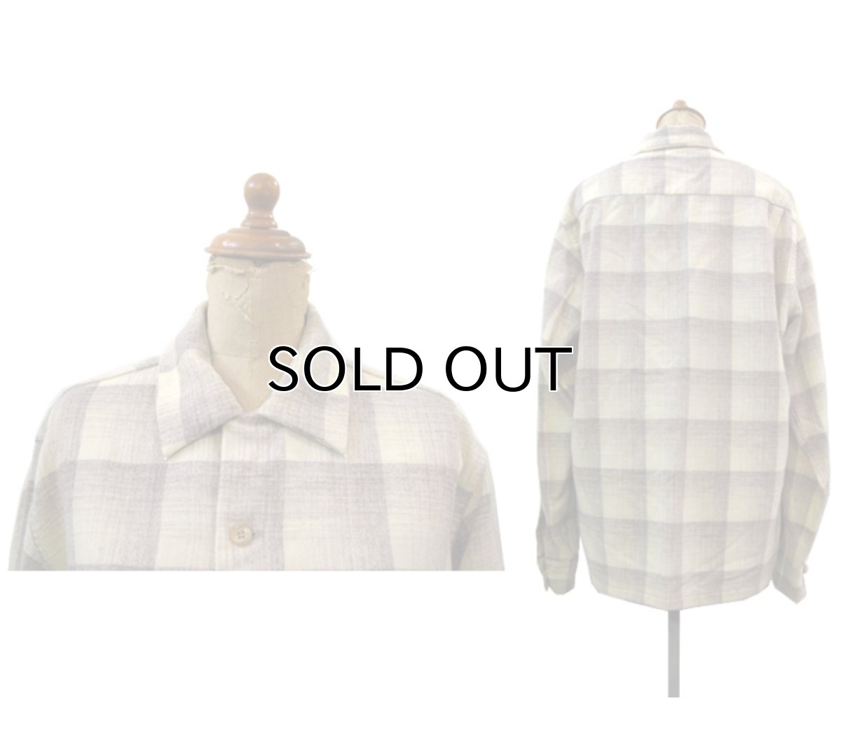 画像2: 1950-60's "Woolrich L/S Wool Box Shirts BEIGE size M - L (表記 M) (2)