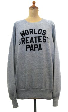 画像1: 1980's MILLER "WORLDS GREATEST PAPA" Crew Neck Sweat -made in USA-　Heather Grey　size M - L (表記 XL 46-48) (1)